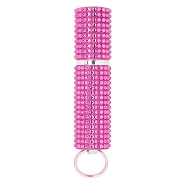 Mace Pepper Spray Mace Exquisite Rhinestone Bling Lipstick Pepper Spray Keychain Pink